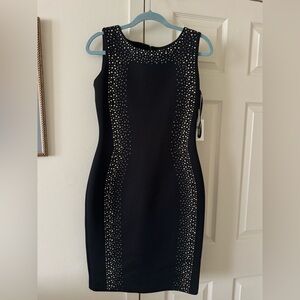 Calvin Klein Black Dress with Silver Detailing